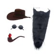 thumbnail image 3 of Sombrero de vaquero y barba, disfraz de vello facial para fiestas, escenario y Halloween negro, 3 of 9