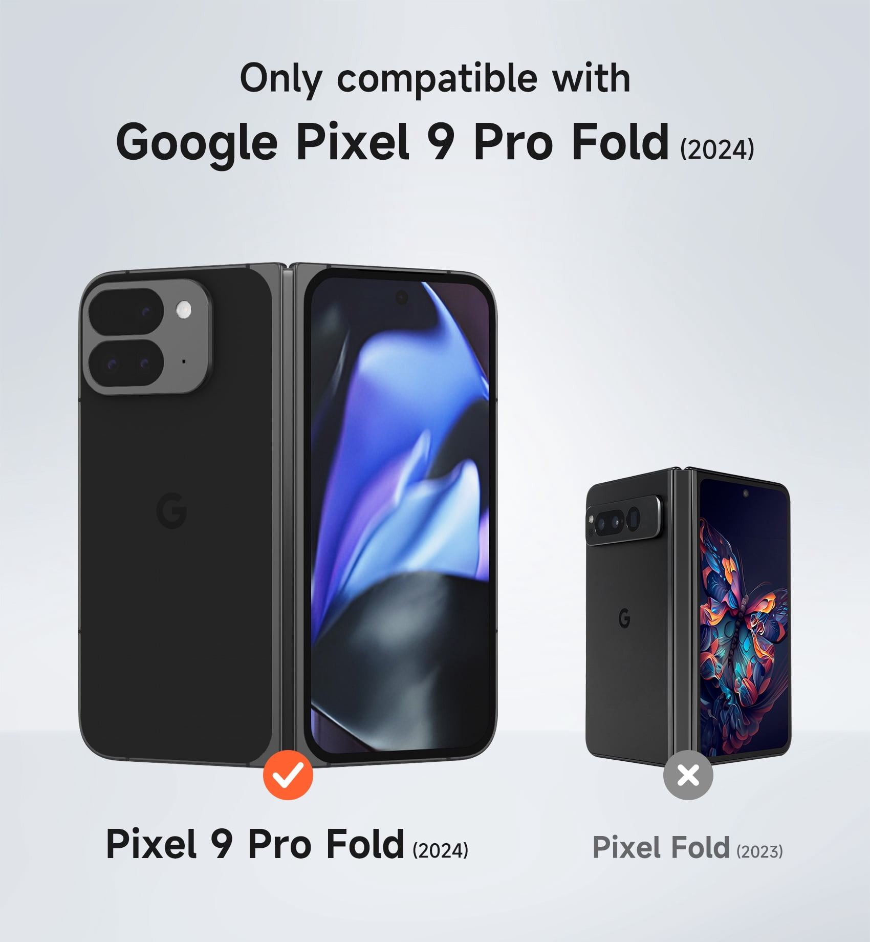 SURITCH for Google Pixel 9 Pro Fold Case, Built-in Kickstand, Screen Protector, Hinge Protection, Phone Case for Pixel 9 Pro Fold (2024), Black
