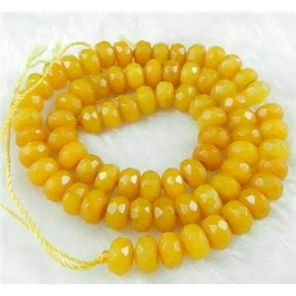 GKNET 5x8mm Natural Faceted Topaz Abacus Gemstones Loose Beads Yellow Jade 15"