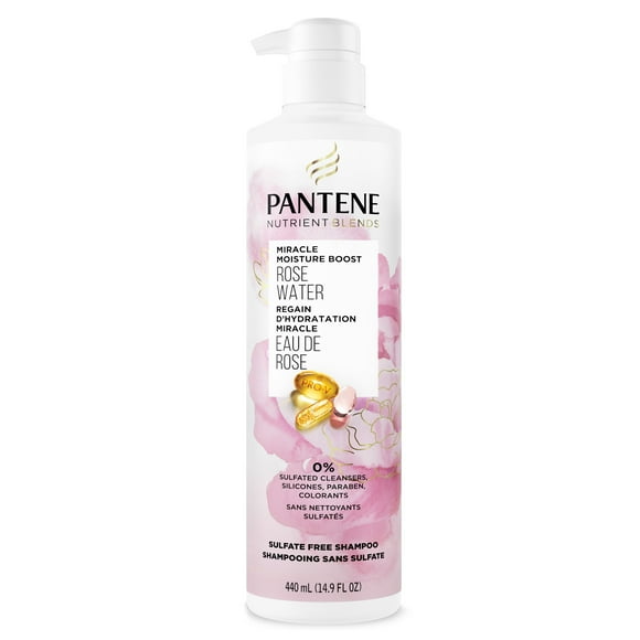 Pantene Nutrient Blends Miracle Moisture Boost Rose Water Sulfate Free Shampoo