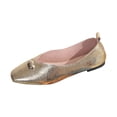 thumbnail image 2 of IEMIEMIEM Women's Metal Buckle Mary Jane Shoes Soft Leather Comfortable Ballet Flats Shoes Square Toe Casual Fashion Versatile Daily Wear Gold 7 Wide, 2 of 9