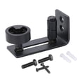 thumbnail image 1 of Kit de corredera resistente con tope de acero al carbono negro 8 en 1, base al ras y rodillos ajustables, sistema de montaje en pared, riel para puerta de granero de resistencia industrial, 1 of 5