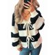 thumbnail image 1 of Chaqueta de Punto Holgada Informal con Cuello en V y Larga para Mujer, Cárdigan de Punto con Cordones y Rayas en Contraste. Negro S, 1 of 9