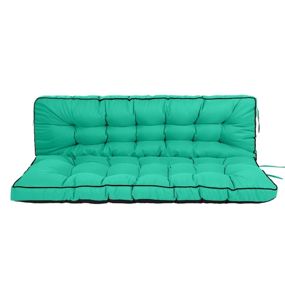 55 Inch Outdoor Swing Cushion Set with 4-Inch Thick Padding, Backrest and Ties, Comfortable Replacement Pad for 2-3 Seat Patio Porch Swing