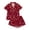 AB155 Brick Red, variant on Tisuna Halloween Pajamas Set For Kids Girls Comfort Fit Skeleton Print Short Sleeve Tops And Shorts Sleepwear Toddler And Teens Children Festival Party Homewear Set Size 3-4 Years Brick Red