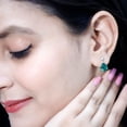 thumbnail image 6 of Rosec Jewels Lab Grown Emerald Teardrop Earrings for Women (3.4 Carat, AAAA Quality) - Certified Emerald Diamond Earrings, 925 Sterling Silver, 6 of 8