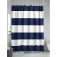 thumbnail image 5 of Navy Blue White Stripes Simple Shower Curtain, Geometric Waterproof Shower Curtain Set with 12 Hooks Lightweight Washable Fabric Shower Curtains for Bathroom 36x72 Inches, 5 of 6