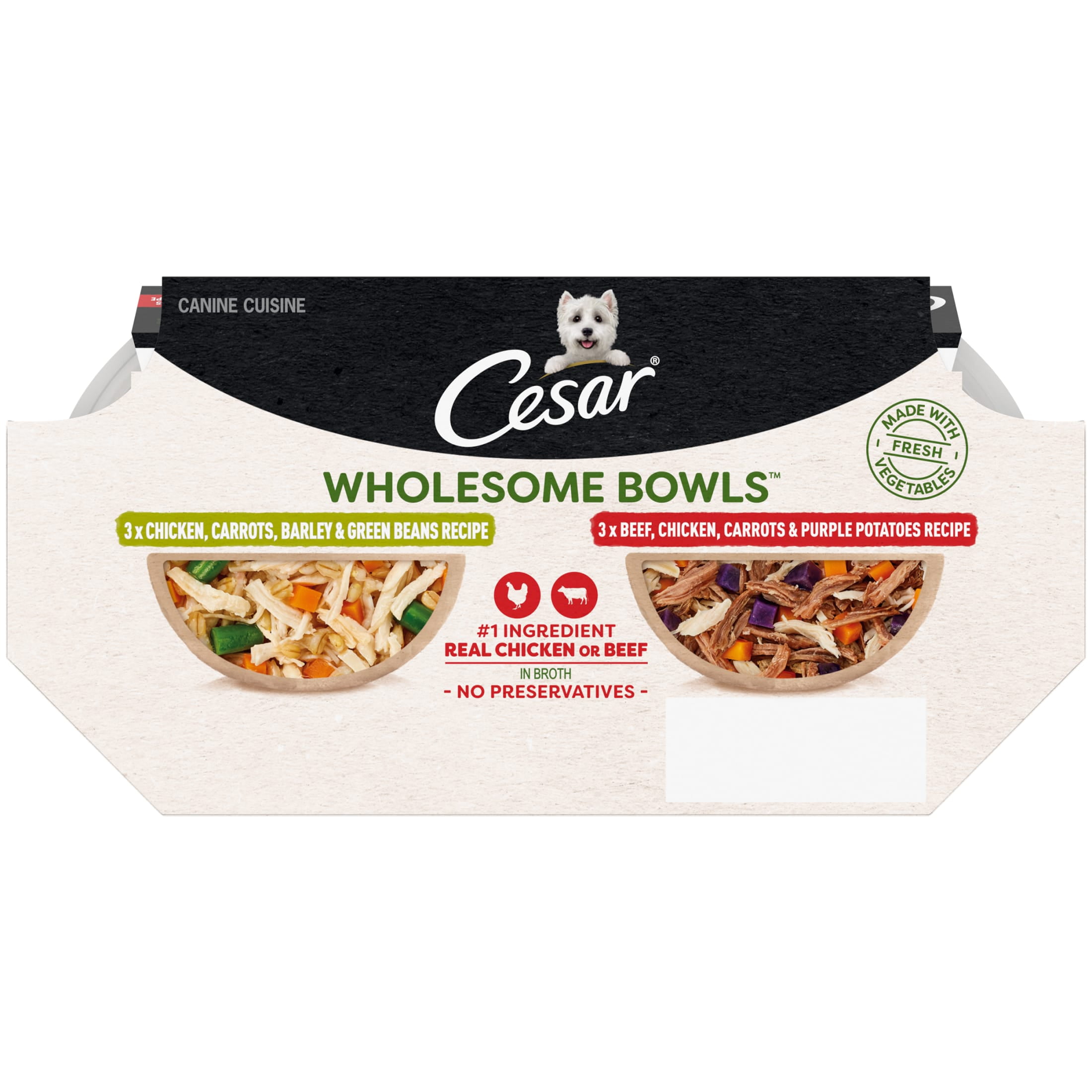 (12 pack) Cesar Wholesome Bowls Broth Wet Dog Food Variety Pack, 3 Oz Bowls (6 Pack)