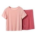 thumbnail image 2 of HAOTAGS Teen Girls Summer Short Sleeve Outfit Set (2-17) Soft Modal Cotton Two-Piece Lounge Sleepwear Pink Size 5T, 2 of 9