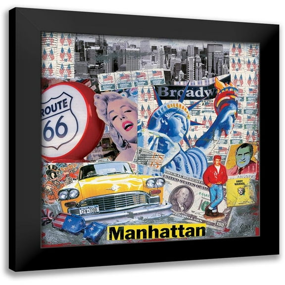 Sigrid, M. 12x12 Black Modern Framed Museum Art Print Titled - Manhattan