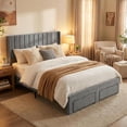 thumbnail image 1 of Upholstered Bed Frame with Storage Drawer, Heavy-Duty Steel Framework & Wooden Slats, Tufted Headboard, No Box Spring Needed, 1 of 1