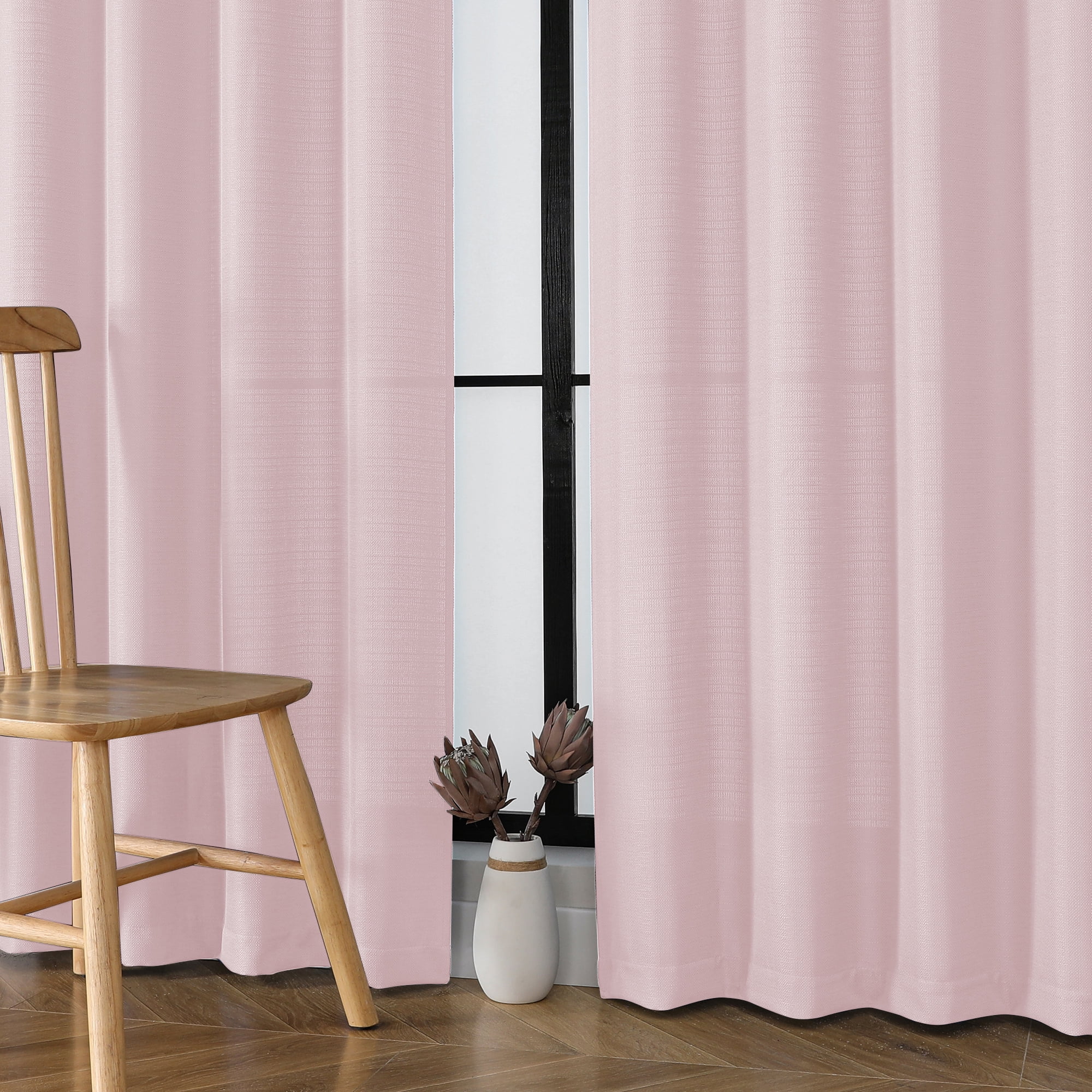 OVZME Bethany Faux Linen Blush Curtains 84 Inches Long 2 Panels Set, Solid Soft Airy Light Filtering Curtains for Bedroom, Slub Textured Farmhouse Rod Pocket Living Room Curtains, 40Wx84L Inch
