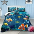 thumbnail image 6 of Blue Ocean Comforter Sets 4 Pcs Tropical Fish Bedding Set Colorful Fish Coral Cute Sea Animal Pattern Ocean Sealife Coastal Bedding Comforter Set, 6 of 10