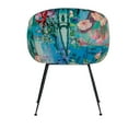 thumbnail image 4 of Curved Floral Pattern Fabric Dining Chair with Metal Legs, Blue, 4 of 5
