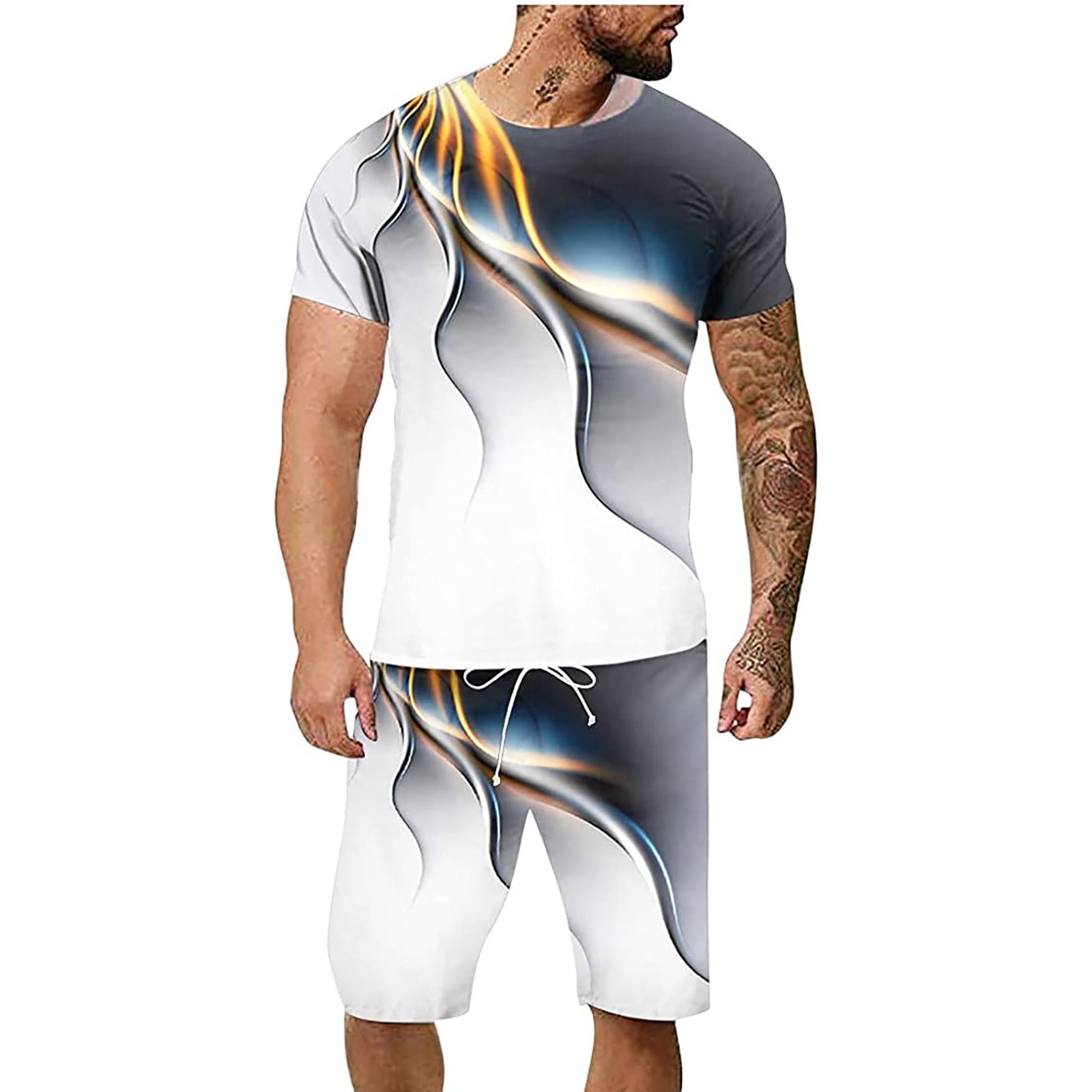 SDJMa Men's Relaxed Fit Heavyweight Short-SleeveMen's Sports Running  Basketball Training Suit Quick-drying Short-sleeved T-shirt