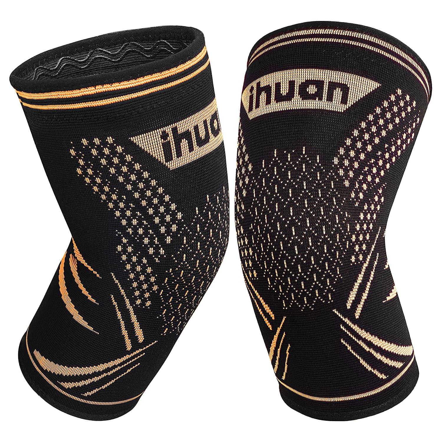 Ihuan Copper Knee Braces for Knee-Pain/Compression Sleeve Support for ACL/Arthritis/Joint Pain, Large