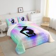 thumbnail image 5 of Space Star Glitter Comforter Set Twin Size, Gymnastics Bedding Set Gymnast Gifts , Gymnastics Lover Bedding Comforter Sets Tie Dye Starry Sky Duvet Insert Rainbow Room Decor, Purple Teal, 5 of 5