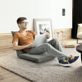 thumbnail image 3 of Gymax Chaise de Sol Réglable 6 Positions Rembourrée Pliante Paresseuse Grise, 3 of 9