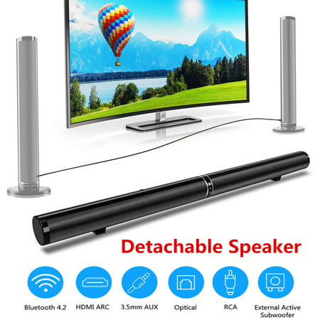 Detachable bluetooth Soundbar 50W Wireless Stereo Subwoofer Speaker TV Home Theater TF FM USB Virtual Surround Sound (Best Virtual Surround Sound)