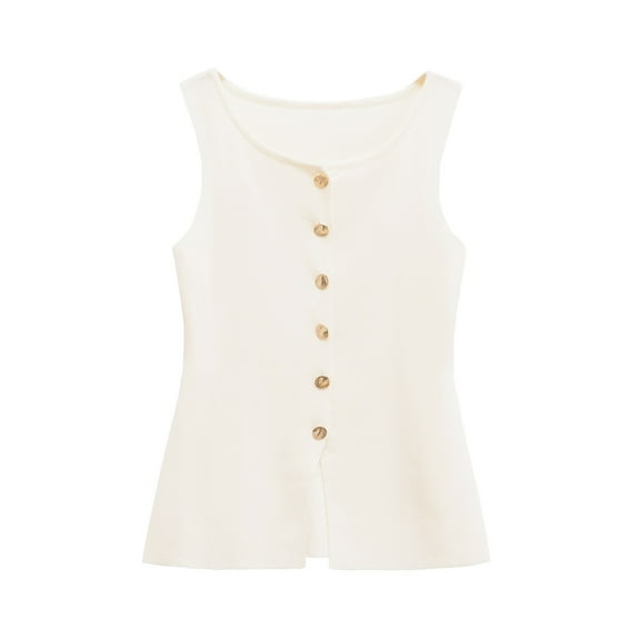 Yigetop Black Vest Women! Women's Lined Sleeveless Suit Vest 5 Button V Neck Fashion Waistcoat Vest Tops for Women A L