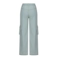 thumbnail image 5 of Frostluinai Womens Light Wash Cargo Jeans Elastic Waisted Straight Wide Leg Denim Pants Distressed Baggy Cargo Jeans Comzy Jeans with Pocket, 5 of 6