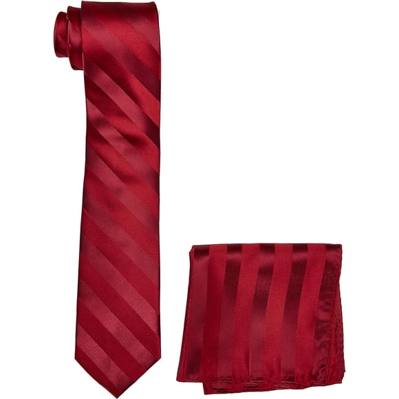 High - quality Men's Solid Woven Formal Stripe Tie Set Burgundy One Size providing excellent performance