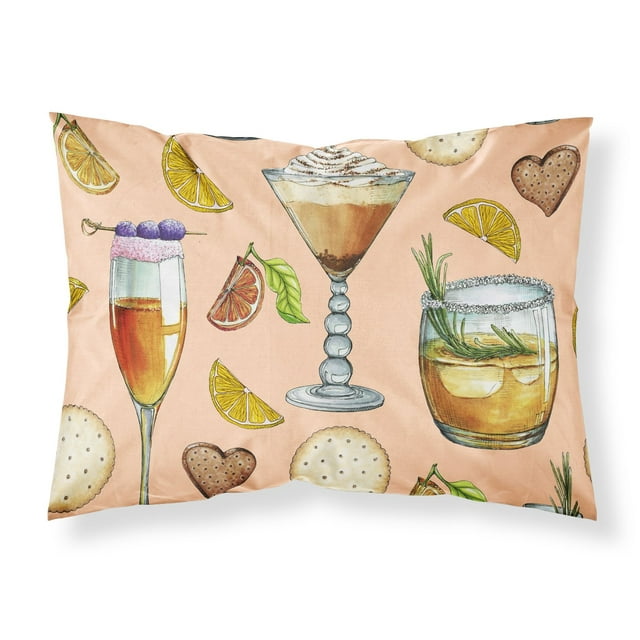 ""Caroline'S Treasures Bebidas Y Cócteles Melocotón Poliéster Estampado 250 Hilos Cierre De Sobre Funda De Almohada Estándar Multicolor""