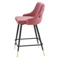 thumbnail image 3 of Counter Stool Chair, Velvet, Pink, Modern Contemporary Urban Design, Bar Pub Cafe Bistro Hotel Restaurant Hospitality, 3 of 8