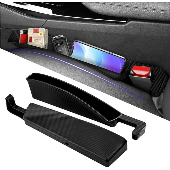 2PCS Car Seat Gap Filler Organizer with Car Phone Holder,Multi-Purpose Cars Gap Seat Filler for Filling Crevices and Storing Items,Updated Car Organizer with Pre-Position of Seatbelt