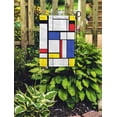 thumbnail image 2 of SIDONKU Blue Pattern Abstract Modern Painting in Mondrian Colorful Bauhaus Geometric Garden Flag Decorative Flag House Banner 28x40 inch, 2 of 2