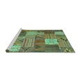 thumbnail image 2 of Ahgly Company Machine Washable Indoor Round Patchwork Turquoise Blue Transitional Area Rugs, 5' Round, 2 of 4
