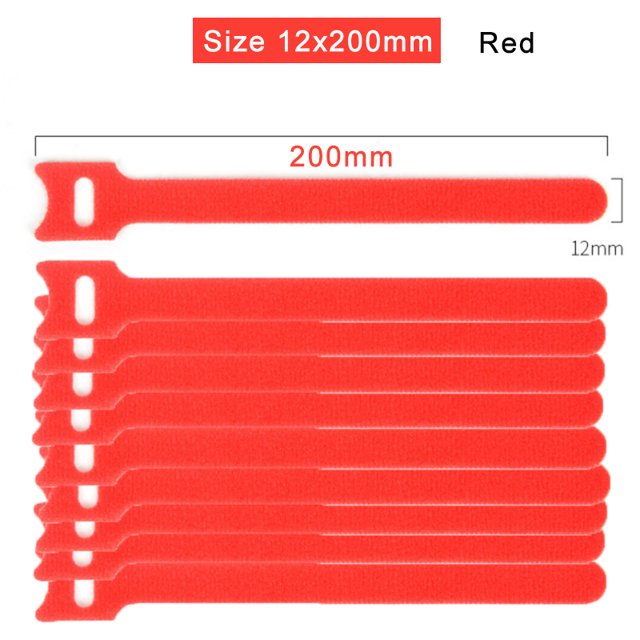 10/20/30 Pcs Attaches de Câble Réutilisables Bande de Fixation Crochets et Boucles Sangles de Câble Gestion des Câbles Organisateur de Cordon Réglable Rouge 12x200mm 20 Pcs