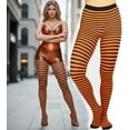 thumbnail image 2 of ToBeInStyle Women's Striped Tights One Size, BLACK/ORANGE, 2 of 7