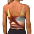thumbnail image 3 of Xecao Starfish Sunset Sea Beach for Sports Bra with Removable Pads, Crop Tank Top Design, Women's Longline Sports Bra - Non-Wired -, 3 of 9