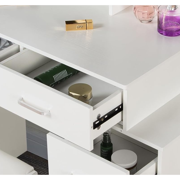 White Vanity Table Adjustable Dressing Table with 4 Drawers