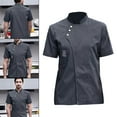 thumbnail image 3 of Veste de Chef, Manches Courtes Classique en Coton Doux Respirant Manteau de Chef pour m, 3 of 9