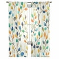 thumbnail image 3 of Colorful Leaf Sheer Curtains 84 Inches Long 2 Panels Set, Window Sheer Curtains for Living Room/Bedroom, Spring Vintage Botanical Summer Light Filtering Rod Pocket Curtain 52'' x 84'' x 2, 3 of 7