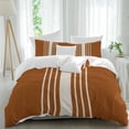 thumbnail image 2 of Burnt Orange Beige Striped Bedding 3 Piece Duvet Cover Set Twin Size, Modern Farmhouse Retro Lines Soft Microfiber Comforter Cover with Zipper Closure & Pillowcases, FadeResistant Quilt Cover, 2 of 9