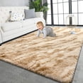 thumbnail image 1 of Alfombra Shaggy TWINNIS, supersuave y esponjosa, 120 x 180 cm, color beige y marrón, 1 of 9