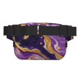 thumbnail image 3 of Fotbe Purple Gold Marble Swirls Cangurera Cuadrada con Estampado de Doble Capa, Bolsa de Cintura Ajustable Mini para Hombres y Mujeres, 3 of 9