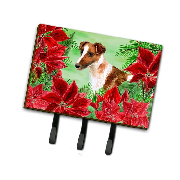 Smooth Fox Terrier Poinsettas Leash or Key Holder