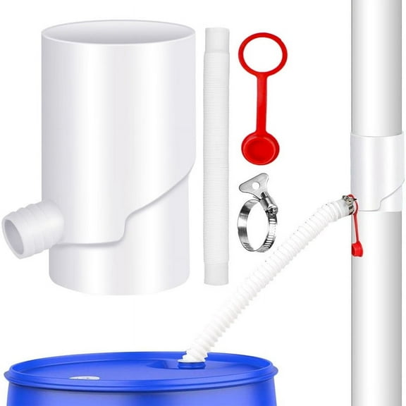 Rainwater Collection System, Rain Barrel Diverter Kit for 3.9" Round Downspout with 5FT Hose, Rain Water Catching System for Recycle Rainwater