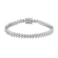 thumbnail image 5 of Pulsera de diseño a cuadros con diamantes para mujer, de plata de ley, con cadena de tenis de diamantes de una sola fila, sencilla y elegante, joyería de mano, 5 of 5