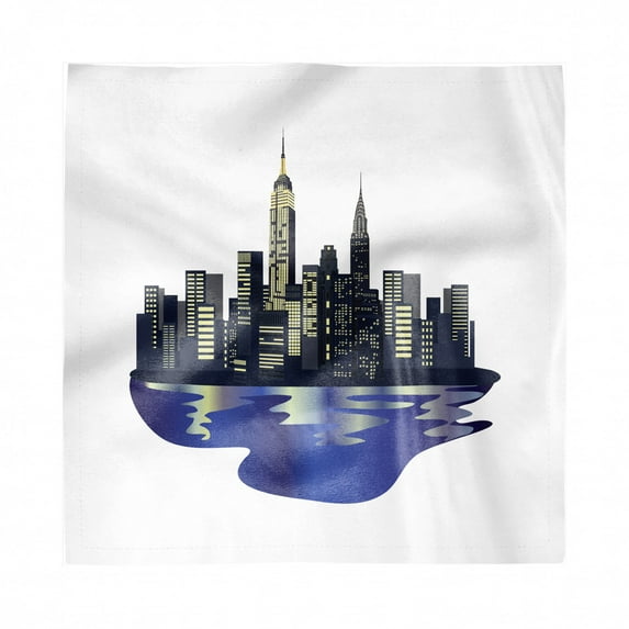 NYC Decorative Napkins Set of 4, Modernistic Metropolitan City Skyline New York Night Skyscrapers Theme Empire State, Silky Satin Fabric for Brunch Dinner Party, 18", Multicolor, by Ambesonne