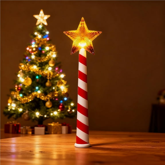 Meggemo Christmas Magic Wand Lighted Figurine Decorative Xmas Holiday Season Home Decor Festive Ornament Reusable