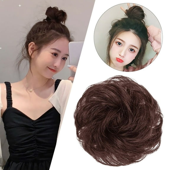 Fiber Wig Women's Short Rope Hair Bag, Fluffy Curly Bun Hair Bag with Large Steel Comb, Easy to Wear, Adjustable Size, for Women, Perfect for Weddings, Proms, and Casual Wear Wedding, Halloween, Chr