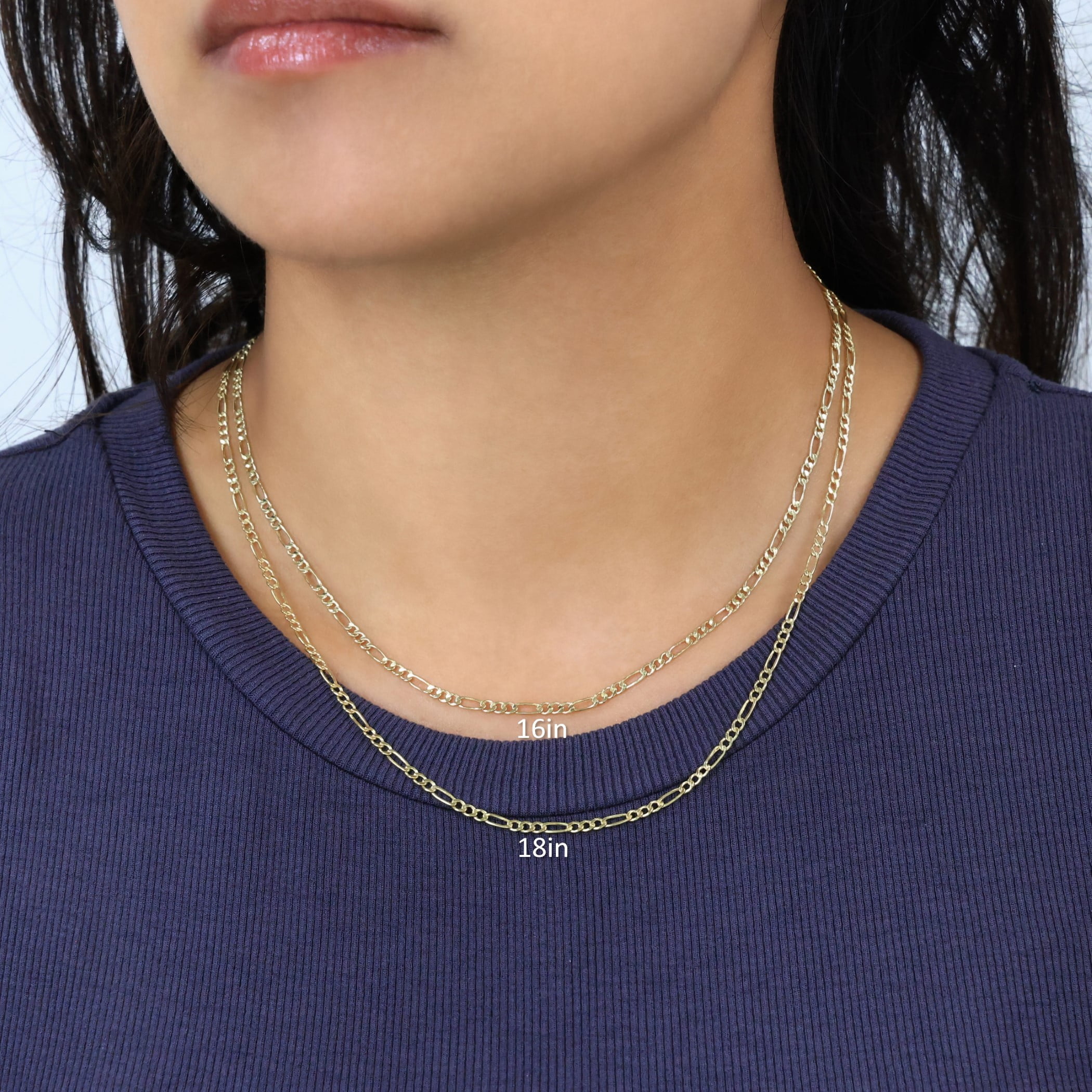 10k Real Yellow Gold Figaro Link 2.5mm Chain Necklace (16"-26") Italian Jewelry for Men & Women