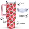 thumbnail image 3 of 40oz Cute Red Strawberry Stainless Steel Flip Straw Tumbler Spill Proof Travel Cup Double Wall Vacuum Insulated Coffee Mug with Top Handle, 3 of 6