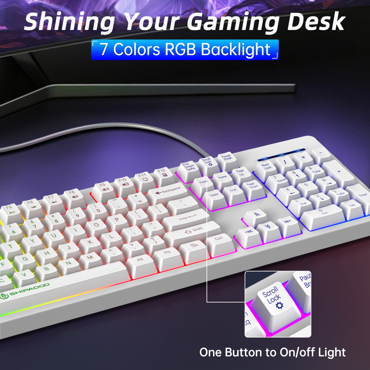 Cshidworld RGB Backlit Keyboard and Mouse Combo, Wired 104 Keys