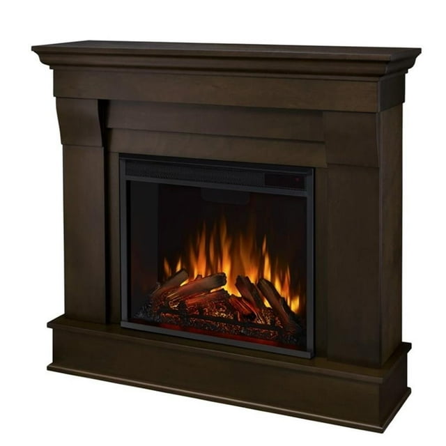 Bowery Hill Traditional Solid Wood Electric Fireplace in Dark Walnut